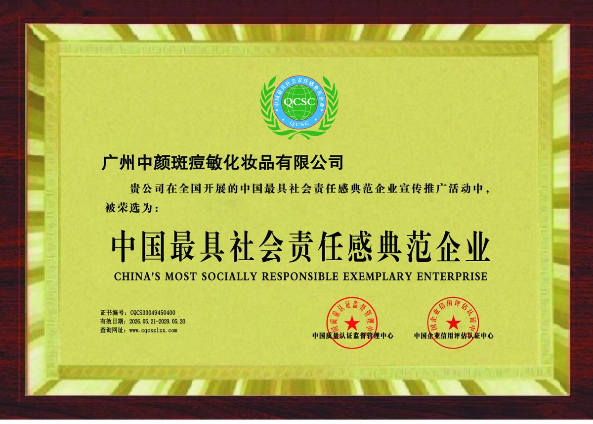 China's most socially responsible exemplary enterprise plaque